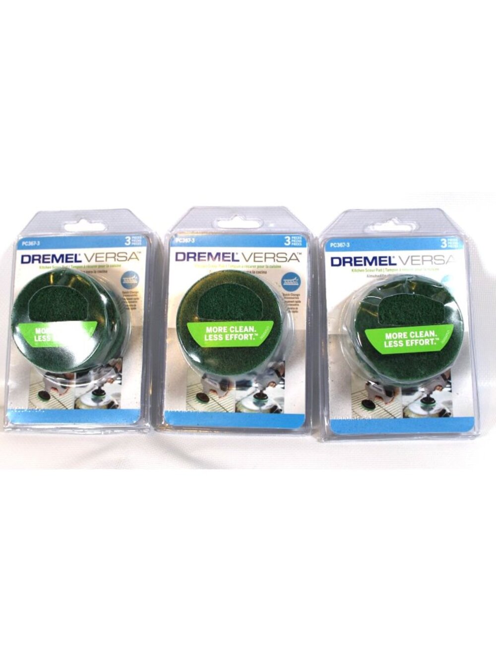 NEW 3 Packages Dremel PC367-3 Power Scrubber Kitchen Scour Pads 9 Pads Total